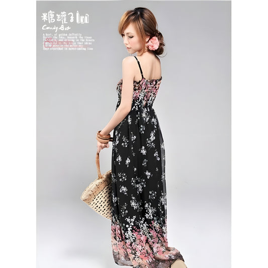 Women’s Exotic Long Chiffon Floral Summer Elegant Loose Dress