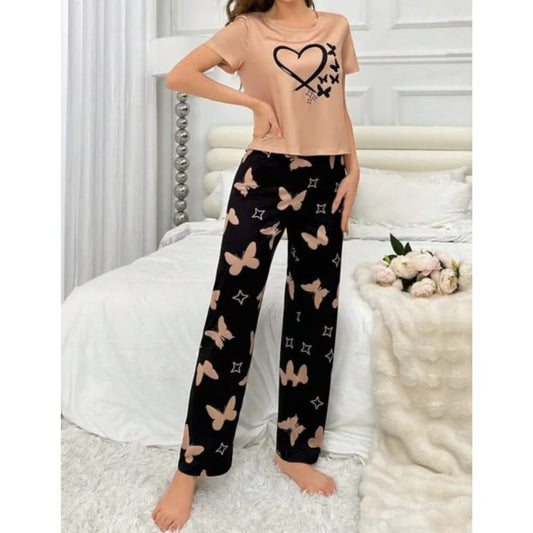 Sweet Dreams Collection Soft And Cozy Heart And Butterfly Printed Nightwear Set for Women