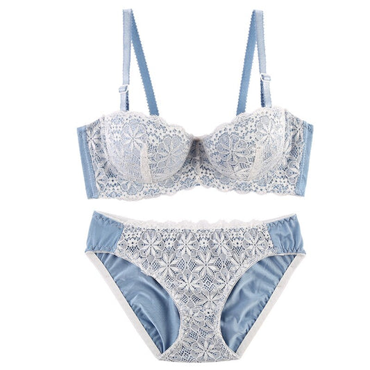 Luxury 1/2 Cup Push Up Floral Embroidery Lace Women Bra Panty Set