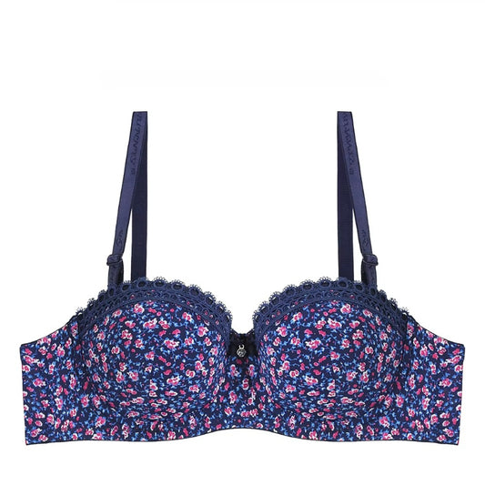 Stylish Floral Delight Adjustable Straps Breathable Padded Push-Up Bra