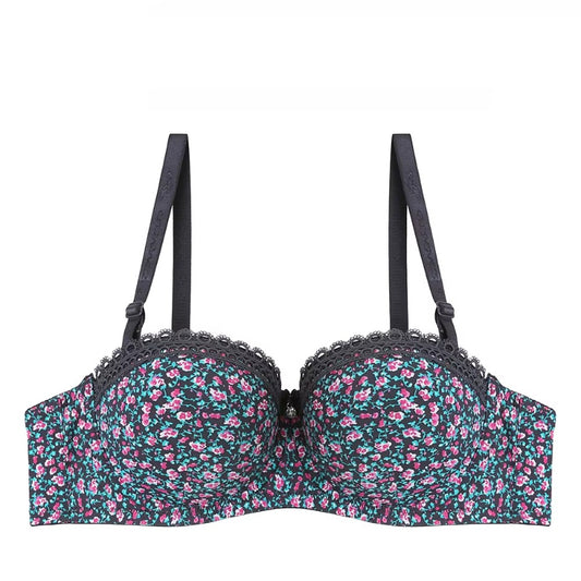 Stylish Floral Delight Adjustable Straps Breathable Padded Push-Up Bra