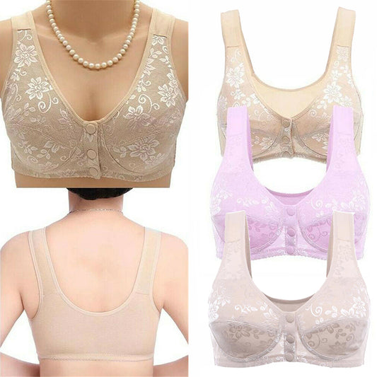 Women’s Thin And Comfortable Backless Front Closure Button Cotton Bra