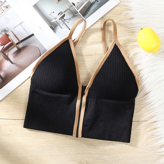 Women Front Zipper Closure Comfort Wire Free Tube Top Bra