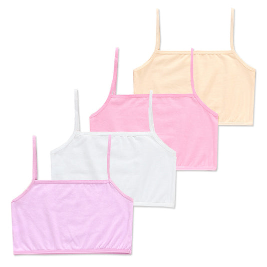 Pack Of 5 Solid Colors Baby Girls Comfortable Cotton Camisoles